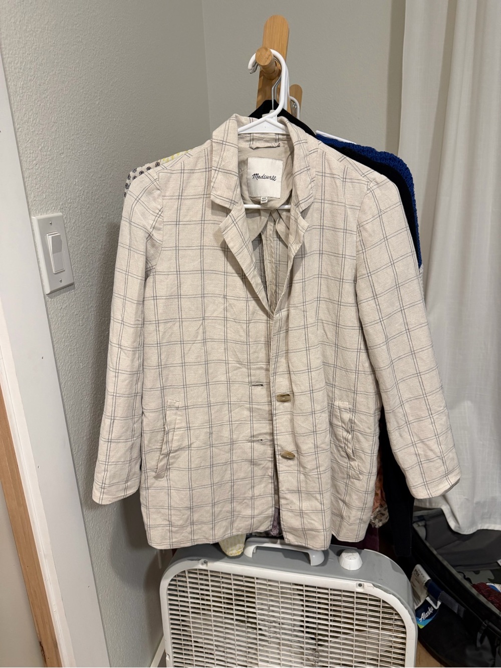 Madewell Cream Windowpane Plaid Blazer